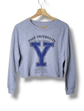 YALE University Waffle Knit Long Sleeve Crop Top